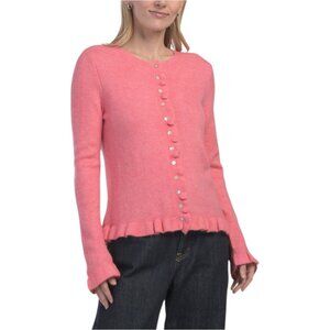 CECE Ruffle Trim Long Sleeve Cardigan